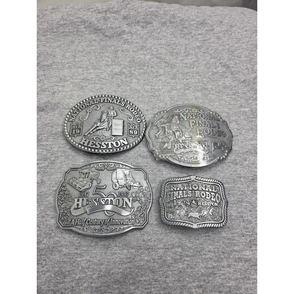 Lot of 4 National Finals Rodeo Belt Buckles 1989 1999 Half Century Hesston NFR